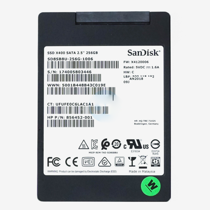 Sandisk 256GB SATA 6Gbps 2.5" Internal Solid State Drive - (856452-001)